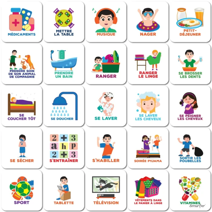 Ensemble de Pictogrammes - Activité intérieure - 50 Pictogrammes Magnétiques – Image 3