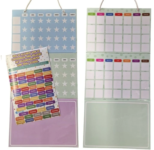 frans_1 Dubbelzijdig magnetisch plan- en beloningsbord – 67 x 33,5 cm (Franstalig, Nederlands te maken mbv meegeleverde stickers) - Afbeelding 1